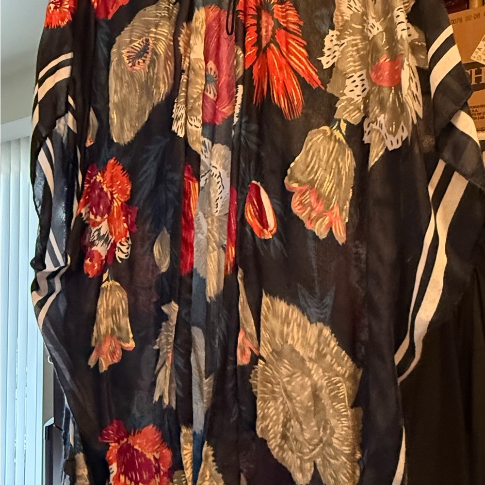 Woven Heart kimono with Floral Accents